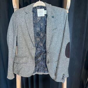 H&M Gray Blazer with Black Elbow Patches